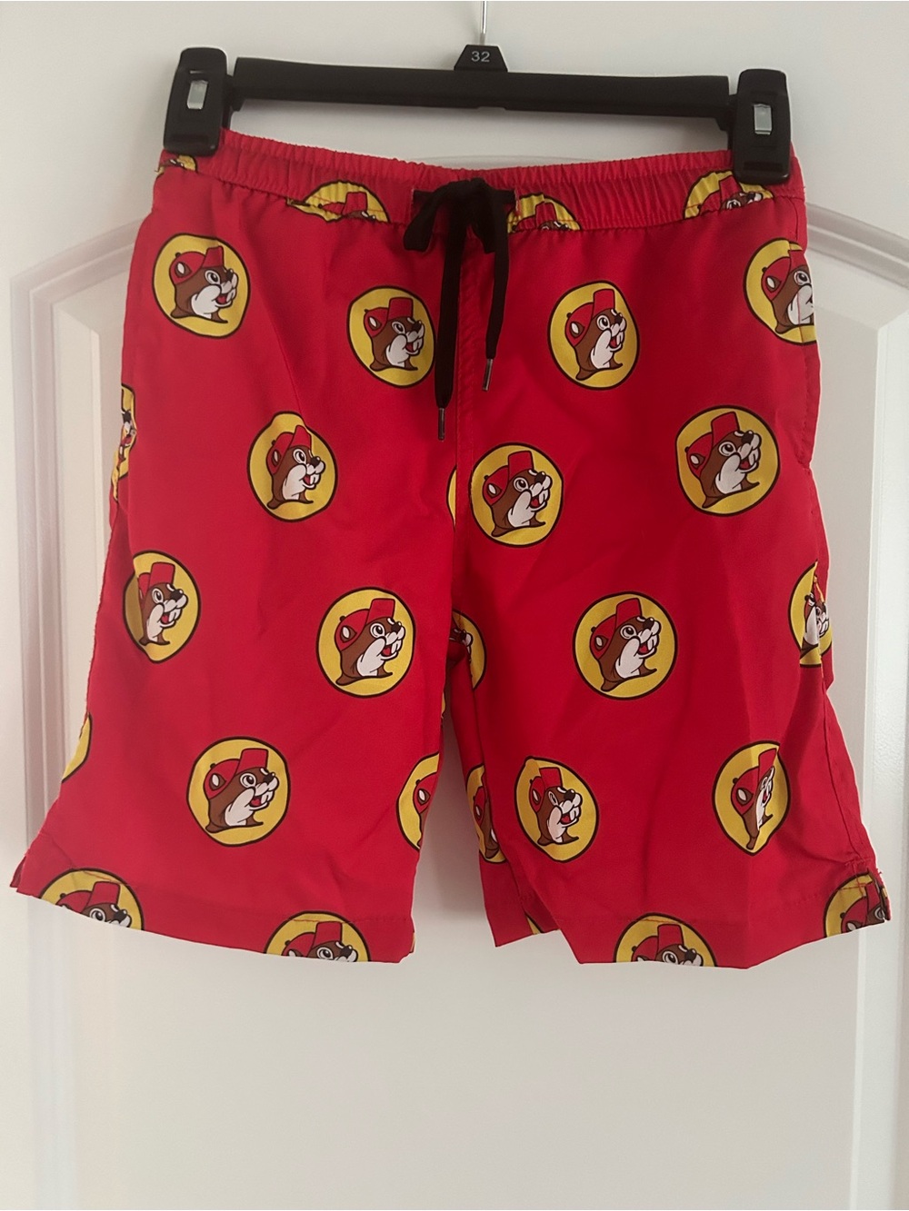 Kids Red Swim Trunks with Character Print